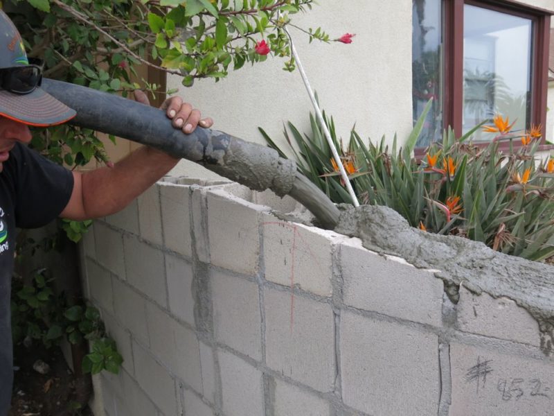 concrete block wall grout
