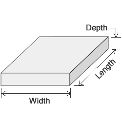 square slab schematic with dimensional units for cubic yards of concrete volume calculation