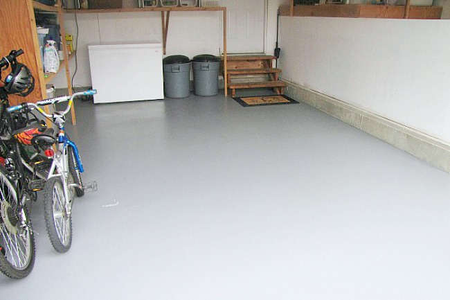 Painted garage floor.
